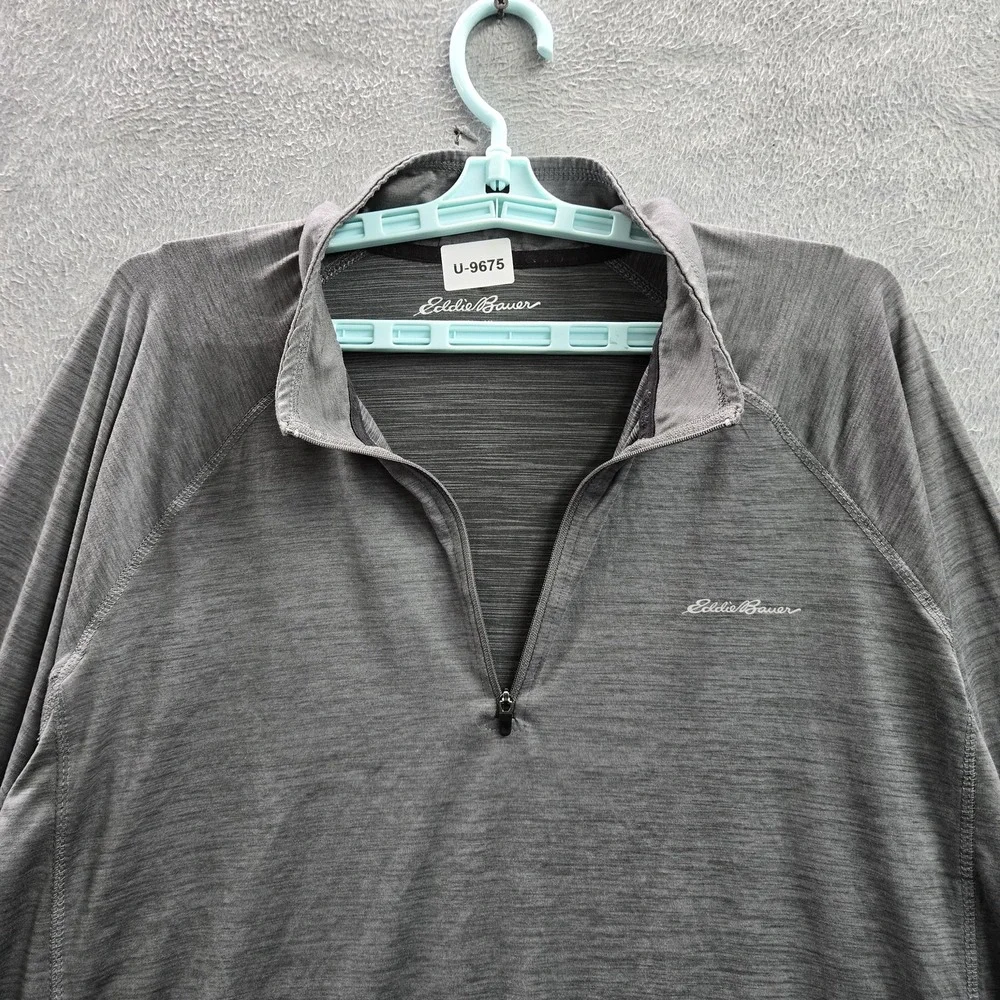 Eddie‎ Bauer Men Shirt XL Gray FREEDRY Activewear Gorpcore Zipper Logo Long